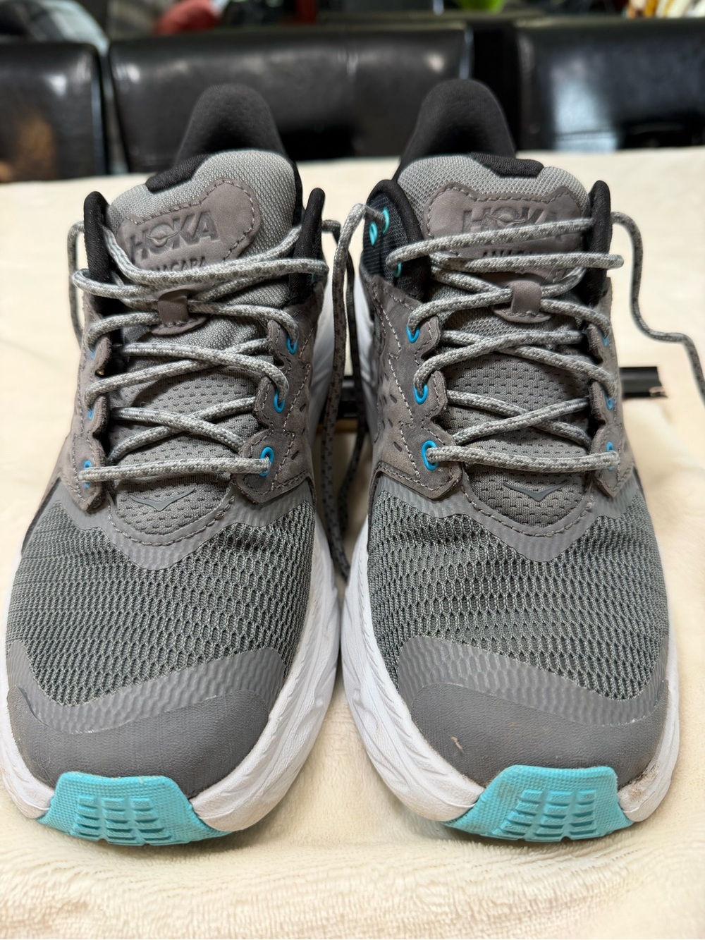 Hoka Women's Gray Sneakers with Teal Accents